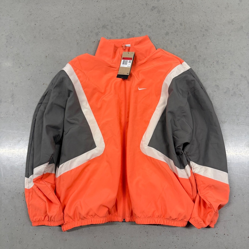 Nike 90s Style Vibrant Orange and Gray Windbreaker Jacket